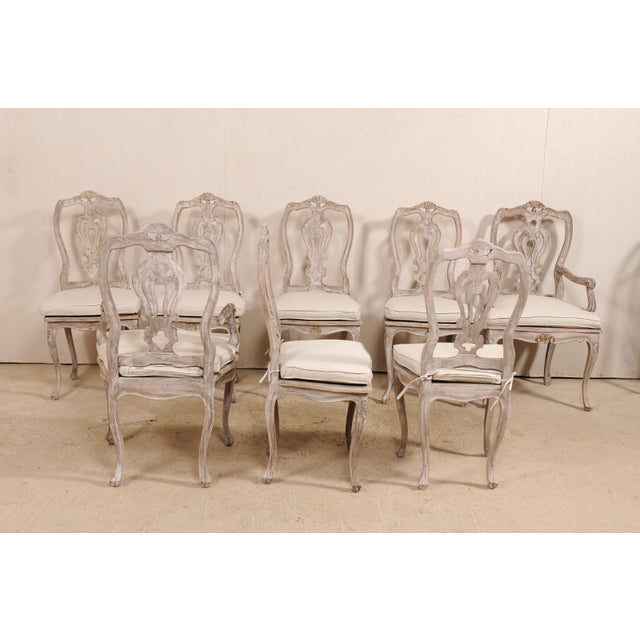 Italian Painted Wood Dining Chairs with Custom Seat Cushions Set of 8