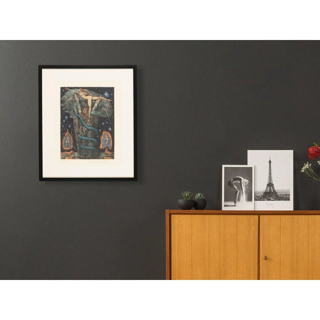 Ernst fuchs "adam's dream". Color etching from 1969. Hand signed and numbered (132/300). Ready to hang framed with black...