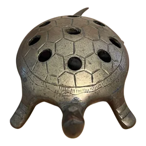 1970s Vintage Brass Turtle With Holes Figurine