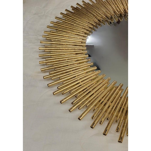 2020s Large Gilded Metal Sunburst Mirror For Sale - Image 5 of 7