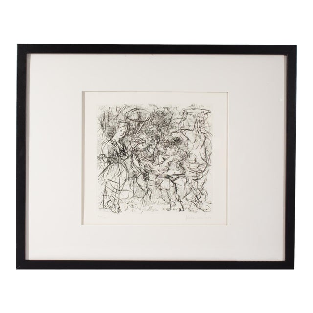 “Woodstock Pastoral” Etching by Jack Levine For Sale