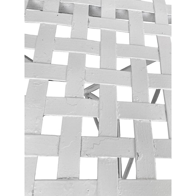 White Antique Folding Garden Table W/Iron Lattice Top For Sale - Image 8 of 8