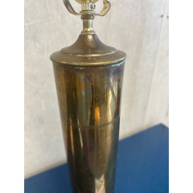 Mid 20th Century Trench Art Style - Artillery Shell Lamp With Square Brass Base For Sale - Image 4 of 8