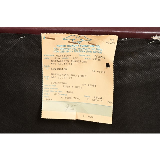 Vintage Chippendale Tufted Oxblood Leather Camelback Chesterfield Sofa by North Hickory Furniture For Sale - Image 10 of 11