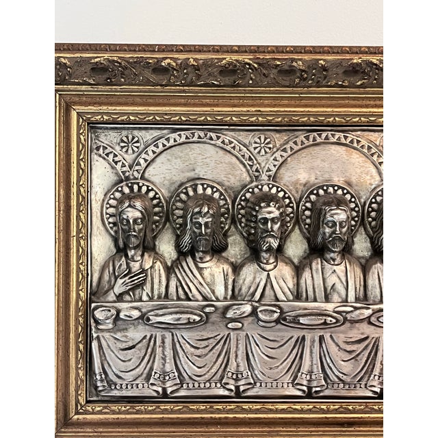Signed J. Hidalgo Egido 1965 Spanish Last Supper Metal Relief Wall Plaque For Sale - Image 9 of 12