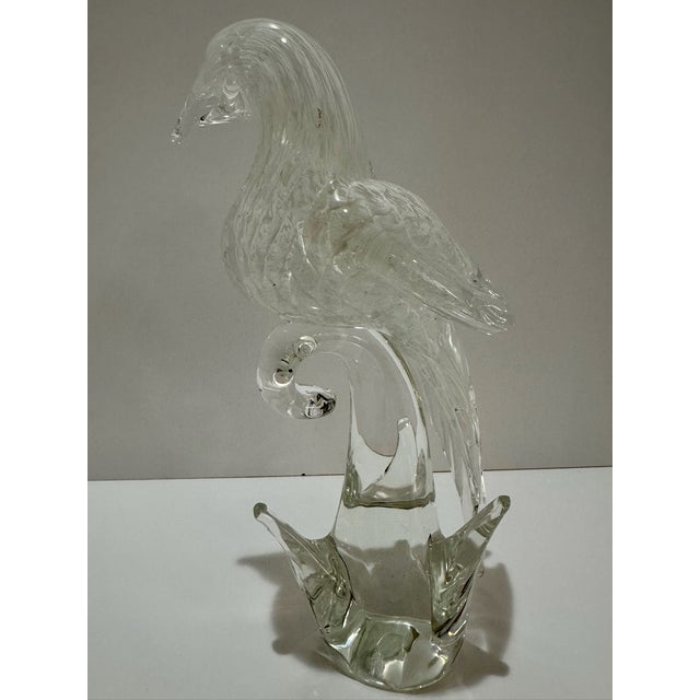 Art Deco Vintage Venetian Glass Double Bird Sculpture Figurine 11.5 Inch For Sale - Image 3 of 8