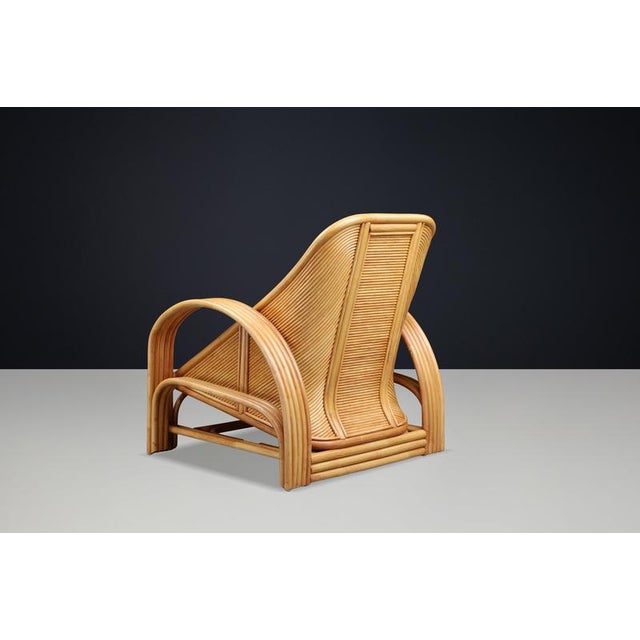 Gold Vintage Italian Bamboo and Rattan Lounge Chair, Italy, 1970s For Sale - Image 8 of 9