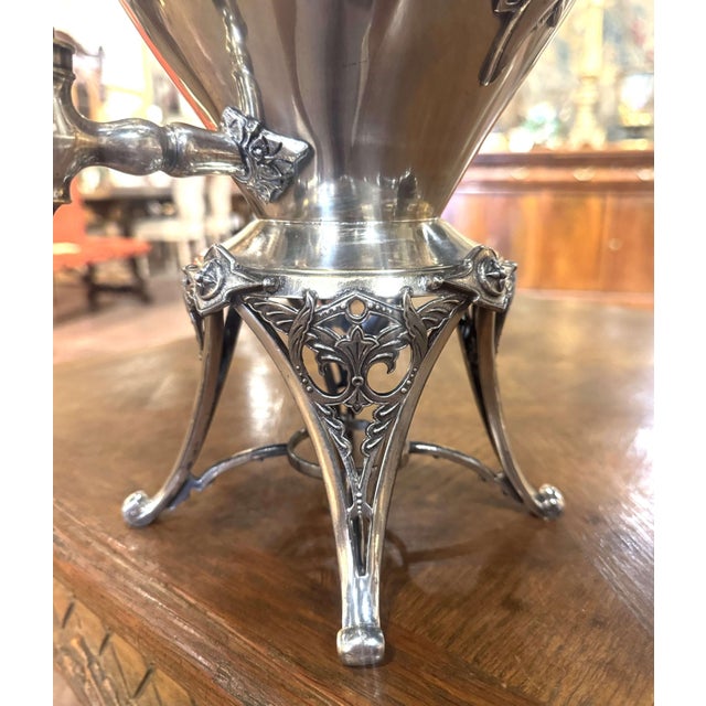 Metal Early 20th Century English Silver-Plated Samovar With Lion Finial For Sale - Image 7 of 12