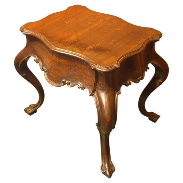 19th Century Portuguese Baroque Hand-Painted and Carved Side Table - 24" For Sale - Image 4 of 12