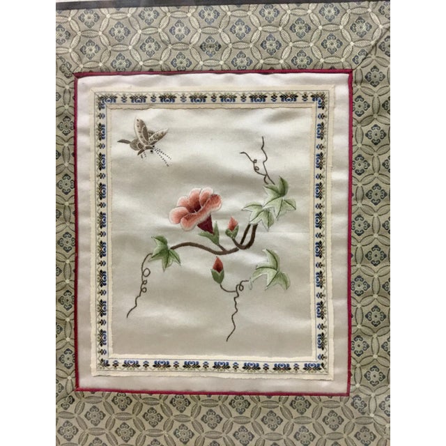 1960s Vintage Framed & Matted Chinese Silk Embroidered Panels- a Pair For Sale - Image 4 of 13