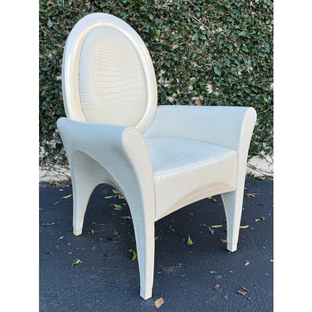 Modern Fendi Casa Crocodile Embossed Garcia Arm Chair For Sale - Image 3 of 8