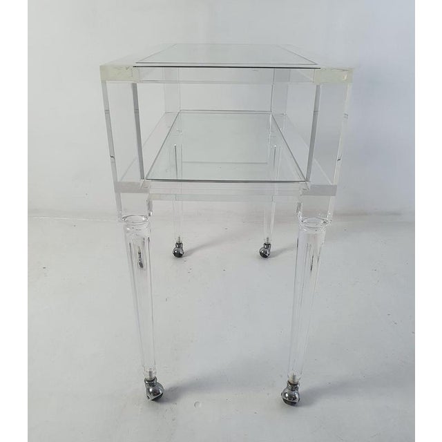 Gold Vintage Italian Modern Acrylic Glass and Glass Bar Cart, 1980s For Sale - Image 8 of 10
