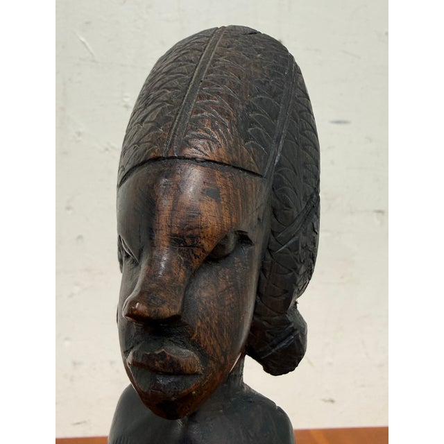 Wood African Hand Carved Wood Mother + Child Sculpture For Sale - Image 7 of 12