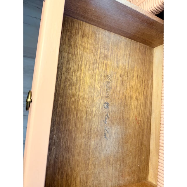 Vintage Henry Link Wicker Bar Cart / Side Table - Two Drawers & Casters For Sale In Minneapolis - Image 6 of 12