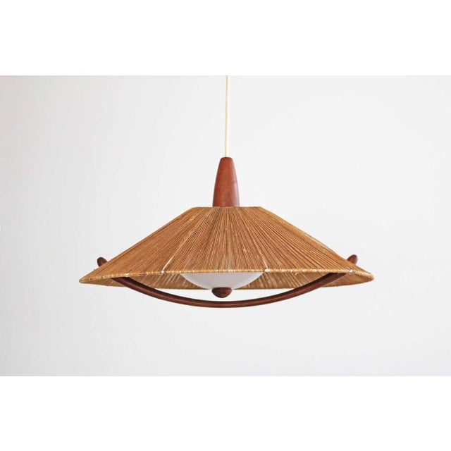 Danish Modern Teak Sisal Pendant Lamp from Temde Leuchten, 1960s For Sale - Image 11 of 11
