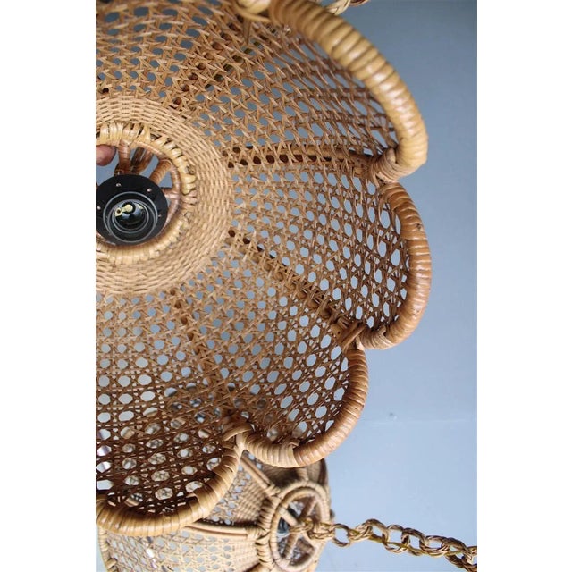 Bamboo, Straw and Brass Pendants, Italy, 1970s, Set of 2 For Sale - Image 10 of 13