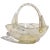 Mid 20th Century Vintage Murano Gold Flecks White Blue Daisy Pattern Italian Art Glass Rope Handle Basket Bowl For Sale - Image 5 of 8