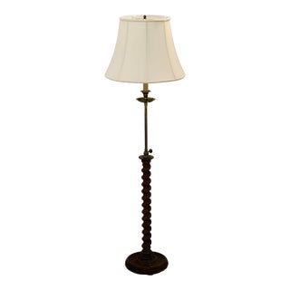 Vintage Federick Cooper Style Adjustable Barley Twist Floor Lamp With Shade For Sale