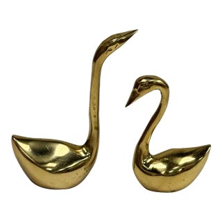 Brass Vintage Pair of Swans* For Sale