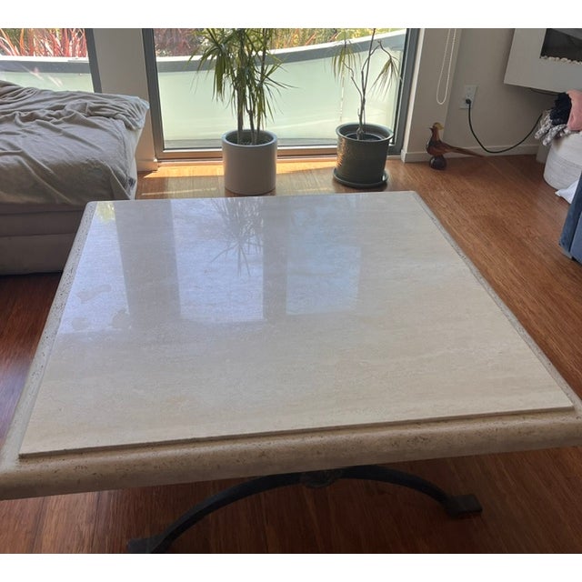 Beautiful Marble Square Coffee Table with iron base, 48 x 48, used – good condition, thick marble, large-scale design,...