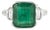Art Deco 4.37 Carat Emerald & Baguette Diamond Ring Size 5 in 14k Gold For Sale