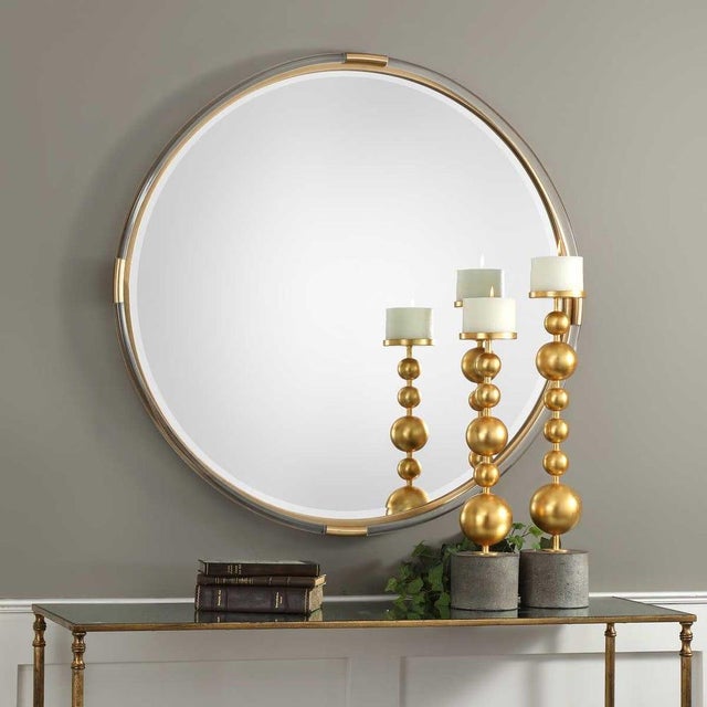Contemporary Wow Two Tone Glam Round Mirror For Sale - Image 3 of 3