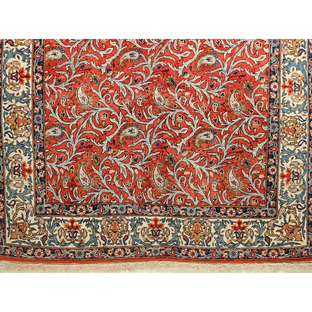 Vintage Persian Qum Area Rug, Hand-Knotted Wool, Allover Paisley & Vine Pattern, 5x7, Red & Ivory For Sale - Image 15 of 18