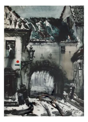 Janis Brekte, Swedish Gate Evening, 1972, Watercolor on Paper