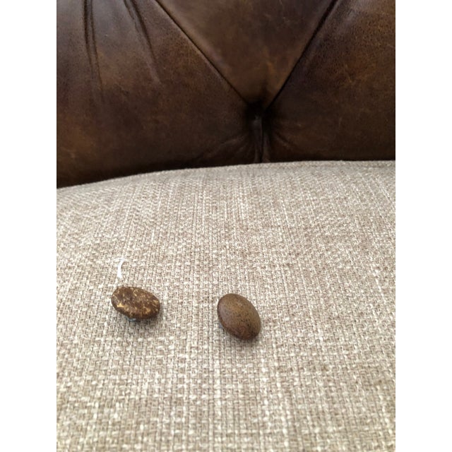 Rc Furniture Light Brown Tufted Leather Chesterfield Sofa For Sale - Image 18 of 18