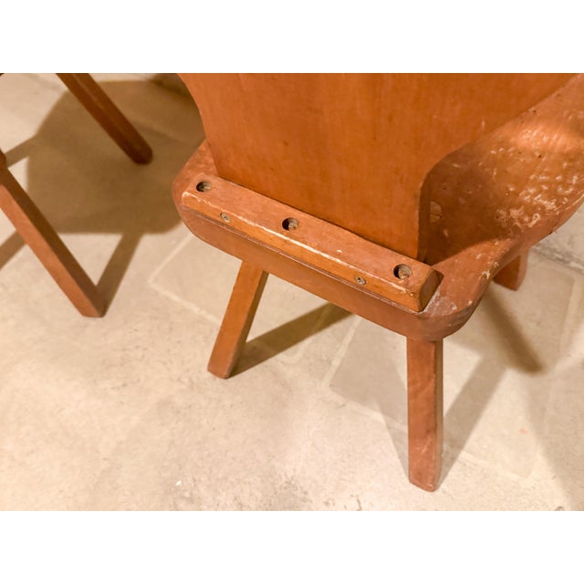 Set of 3 Vintage Alpine Bavarian Heart-Cutout Plank Chairs (Brettstuhl) For Sale - Image 6 of 7