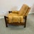 1970s Vintage Tan Vinyl and Walnut Armchair & Ottoman For Sale - Image 5 of 12