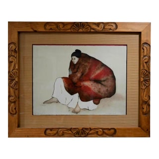 R. C. Gorman (Navajo) "Yvonne" Signed Lithograph, Rare Presentation Proof (1979), Custom Hand-Carved Frame For Sale