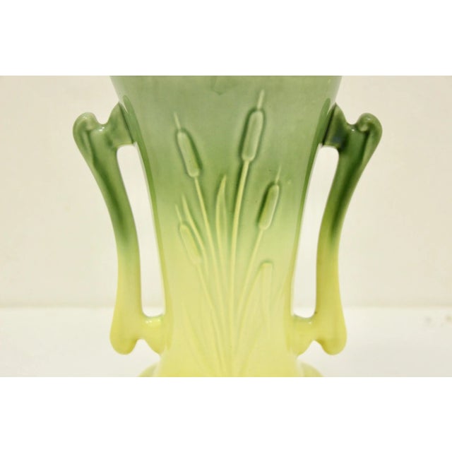 1950's Cameron Clay Pottery Handled Cattail Vase For Sale - Image 4 of 6