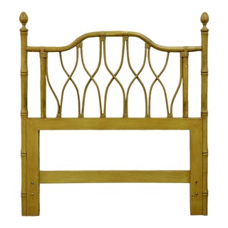 Mid 20th Century Coastal, Yellow Faux Bamboo, Hollywood Regency, Twin Headboard, Woven Details For Sale