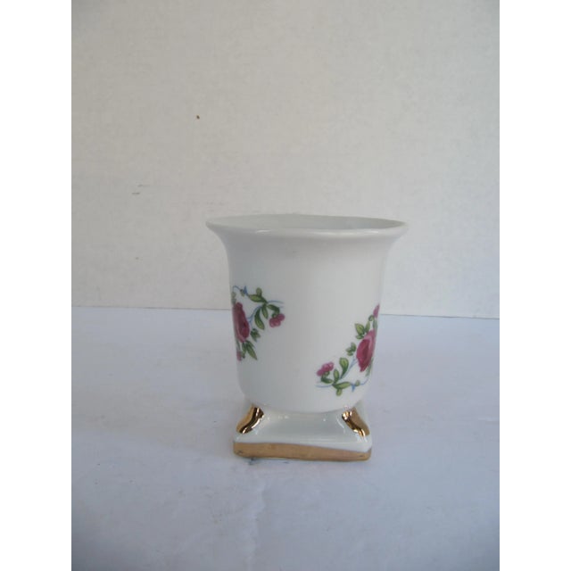 English White Porcelain Urn With Roses For Sale - Image 3 of 6