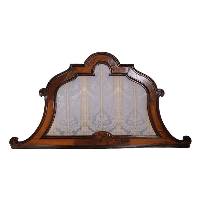Antique Padded Wooden Double Bed Headboard, 1890s For Sale