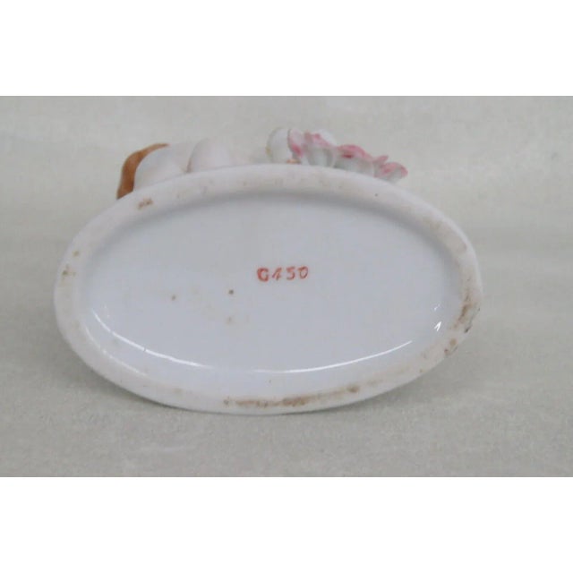 Porcelain Cherub and Flower Figurine Candle Holder For Sale - Image 10 of 11