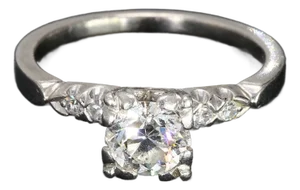 Antique Platinum Engagement Ring With a 0.99ct Diamond and Accents - Size 5.25