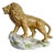 Mid-Century Hand-Painted Glazed Ceramic Lion Figurine on Rock Base For Sale