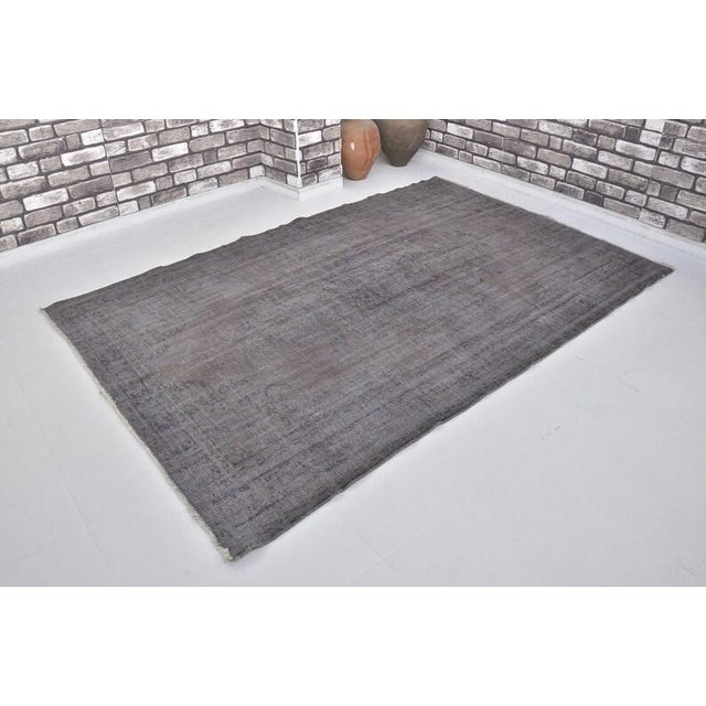 Greige Vintage Distressed Turkish Oushak Rug in Muted Charcoal Gray & Taupe For Sale - Image 8 of 10