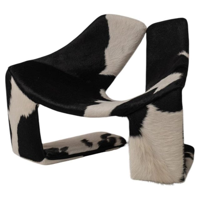 Zen Lounge Chair in Cowhide attributed to Kwok Hoi Chan for Steiner, 1970s For Sale - Image 14 of 14