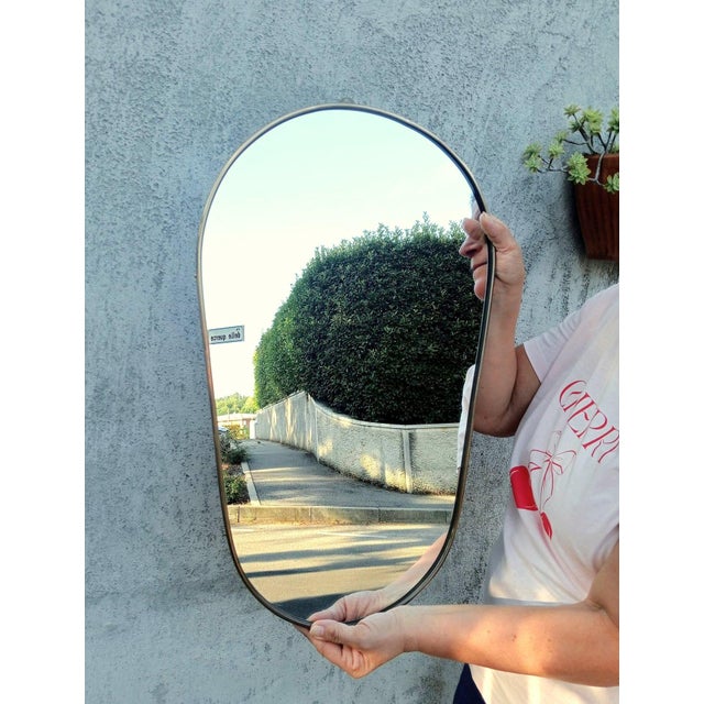 Vintage Italian Oval Mirror, 1950 For Sale - Image 3 of 6