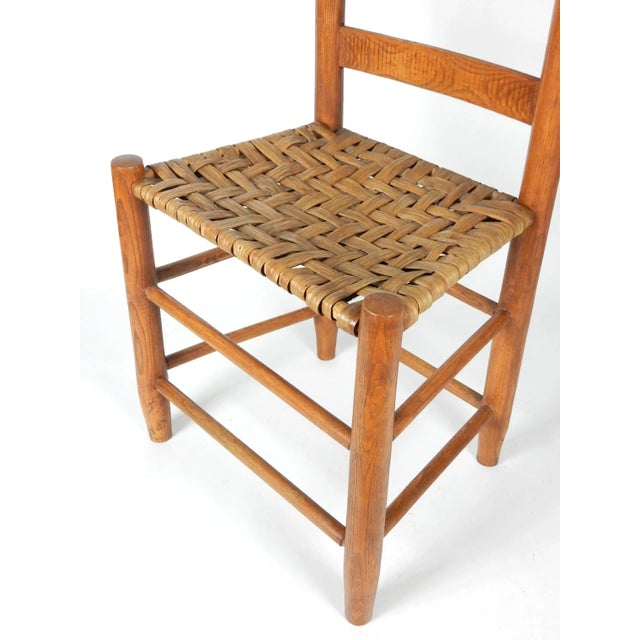 Antique Pennsylvania Shaker Style Tall Ladderback & Rush Dining Chair Set For Sale - Image 4 of 11