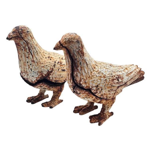 Mid 20th Century Mid-Century Cast Iron Garden Dove Sculptures, Matched Pair For Sale - Image 5 of 18