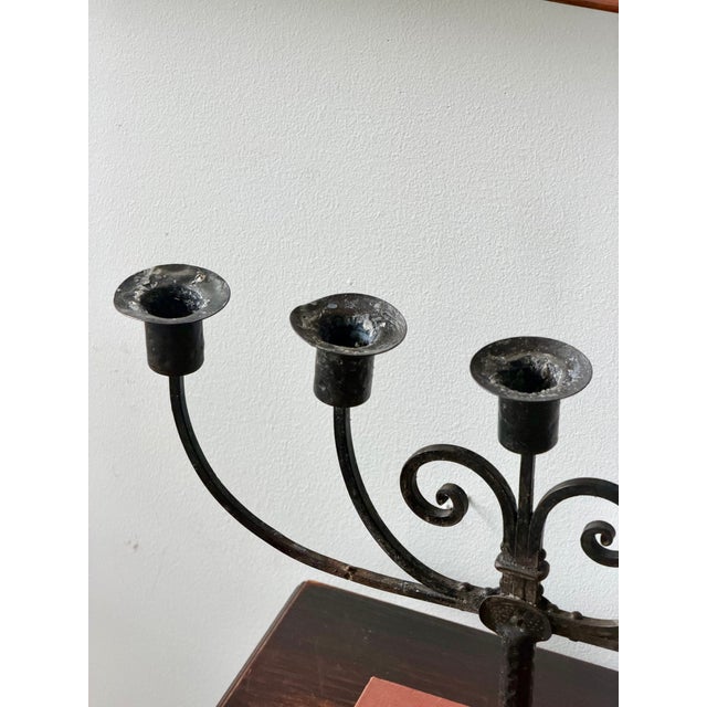 Metal Antique Goberg Germany Iron Candelabra by Hugo Berger For Sale - Image 7 of 8