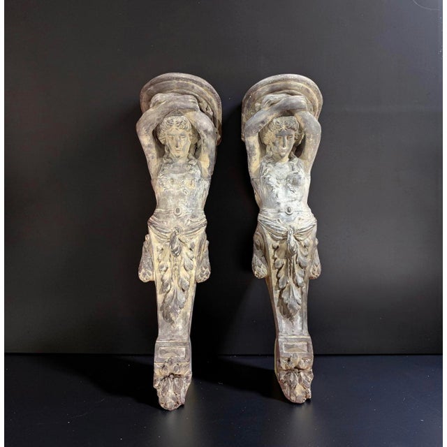 Large Vintage French Architectural Caryatid Corbels, 1970s, Set of 2 For Sale - Image 10 of 10