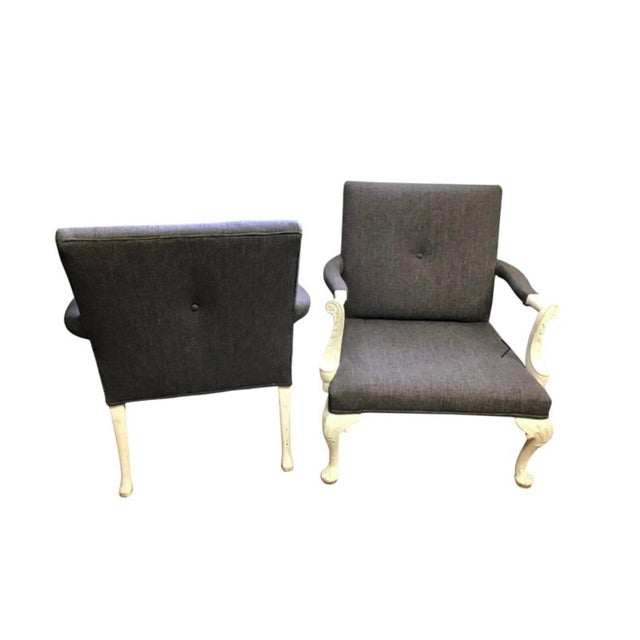 Early 20th Century Large Georgian Style Library Armchairs a Pair For Sale - Image 5 of 7