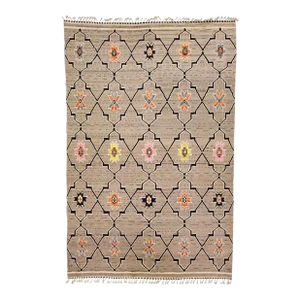 Tan Modern Moroccan Style Handmade Tribal Designed Wool Rug
