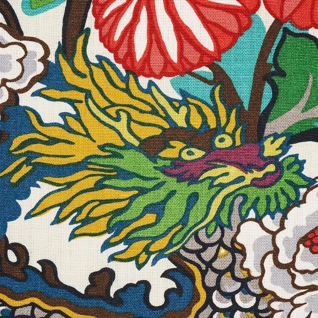Chinoiserie Sample, Schumacher Chiang Mai Dragon in Alabaster For Sale - Image 3 of 7
