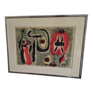 Mid Century Modern Abstract Lithograph Signed Miro For Sale